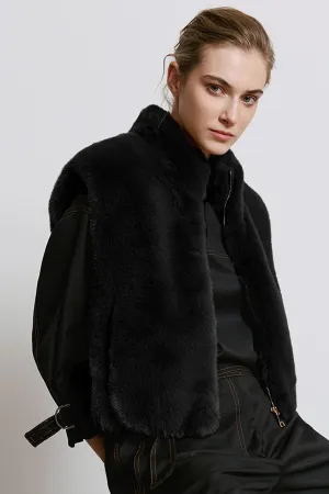 Access Fashion 8076 Black Faux Fur Gilet