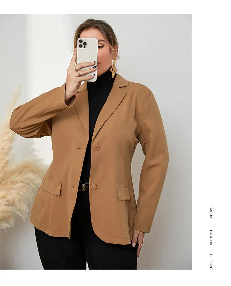 Autumn Suit Neck Button Down Commuter Blazer Coat