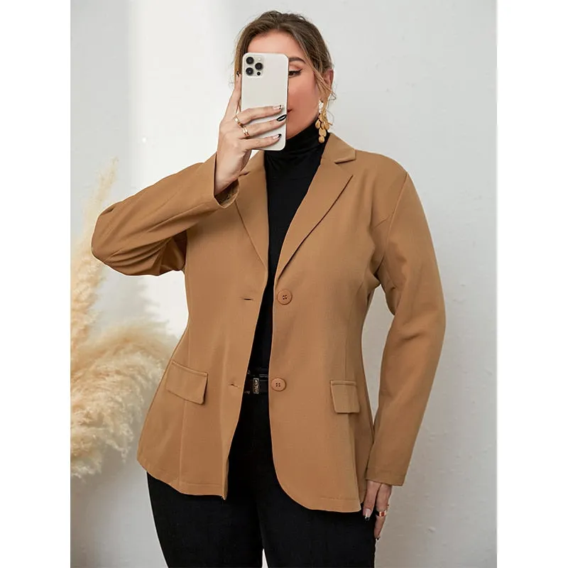 Autumn Suit Neck Button Down Commuter Blazer Coat