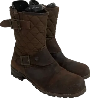 Barbour Brown Mid Calf Quilted Suede Boots UK 5 EU 38 👠