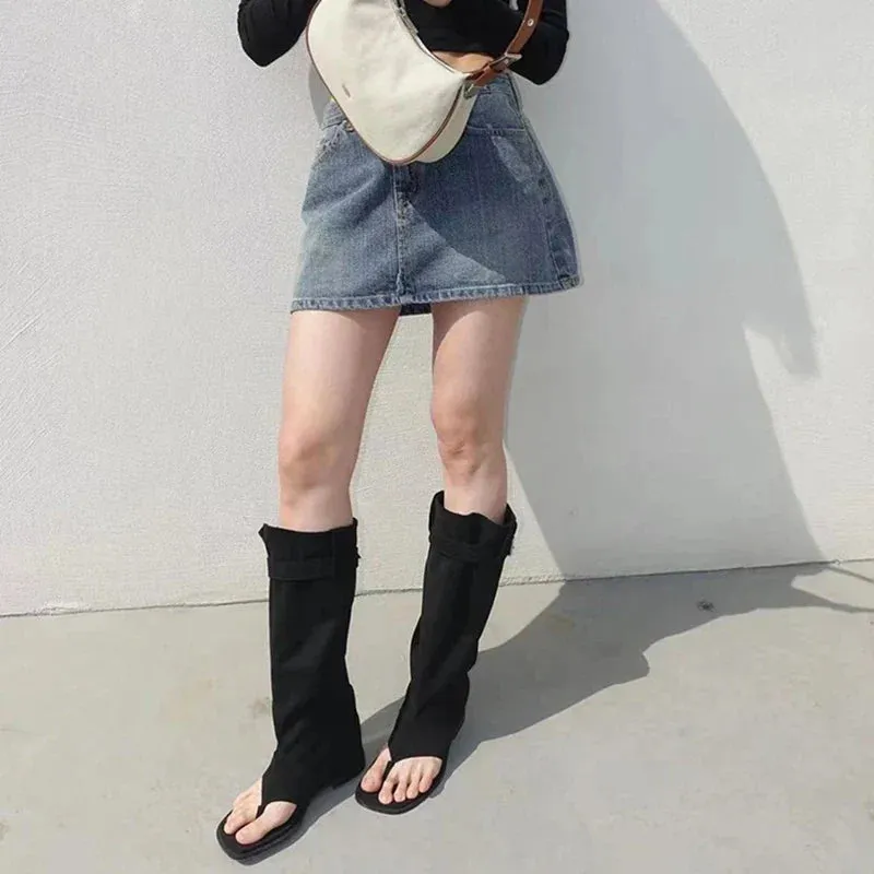 binfenxie luxury Designer Spring Summer Gladiator Woman Sandals Fashion Clip Toe Flats Spice Girls Outdoor Trouser Boots