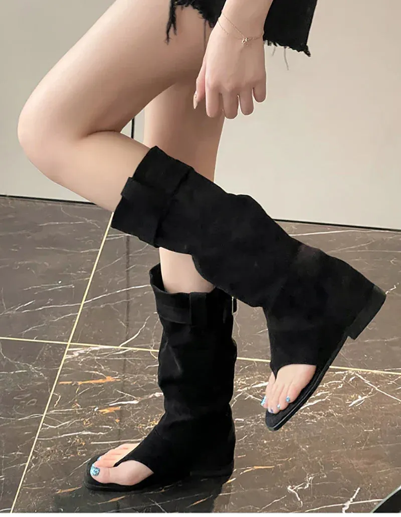 binfenxie luxury Designer Spring Summer Gladiator Woman Sandals Fashion Clip Toe Flats Spice Girls Outdoor Trouser Boots