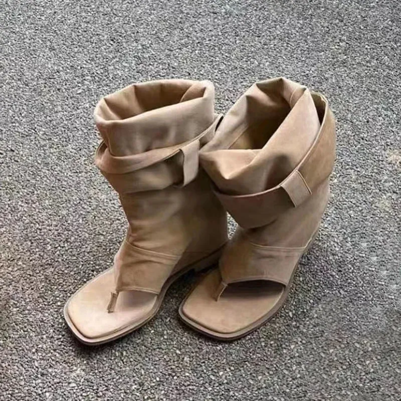binfenxie luxury Designer Spring Summer Gladiator Woman Sandals Fashion Clip Toe Flats Spice Girls Outdoor Trouser Boots