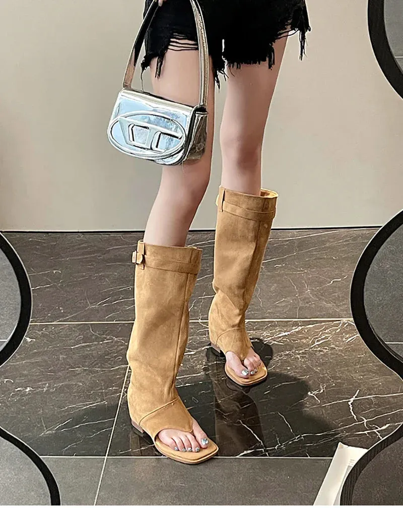 binfenxie luxury Designer Spring Summer Gladiator Woman Sandals Fashion Clip Toe Flats Spice Girls Outdoor Trouser Boots