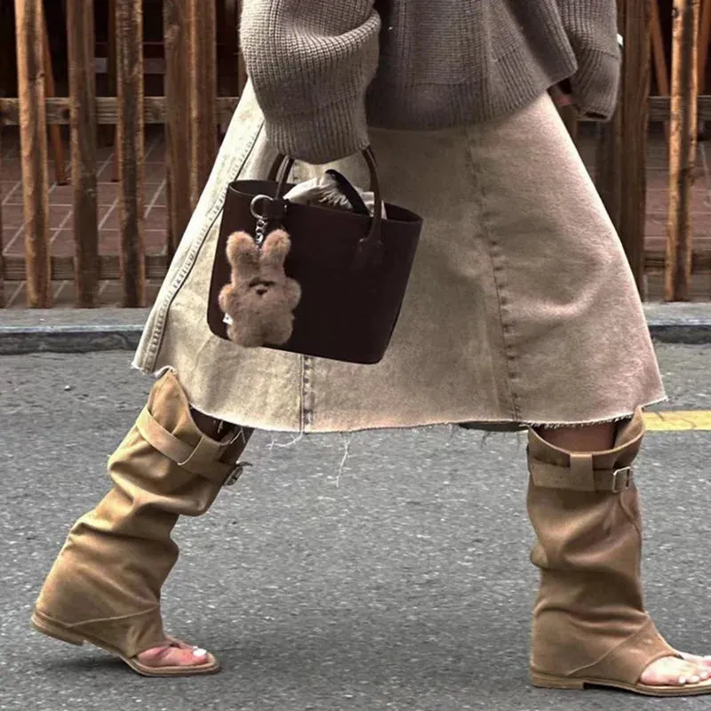 binfenxie luxury Designer Spring Summer Gladiator Woman Sandals Fashion Clip Toe Flats Spice Girls Outdoor Trouser Boots