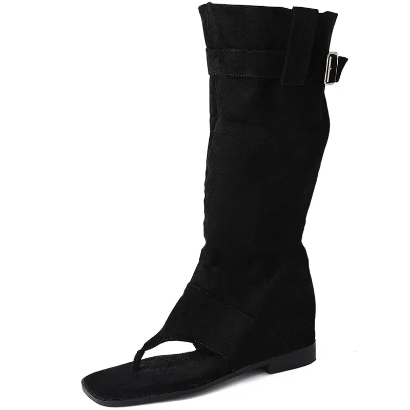 binfenxie luxury Designer Spring Summer Gladiator Woman Sandals Fashion Clip Toe Flats Spice Girls Outdoor Trouser Boots