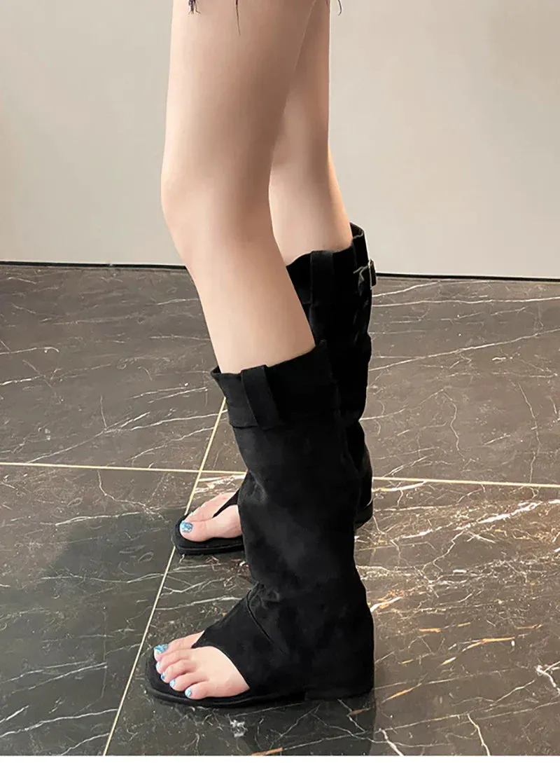 binfenxie luxury Designer Spring Summer Gladiator Woman Sandals Fashion Clip Toe Flats Spice Girls Outdoor Trouser Boots