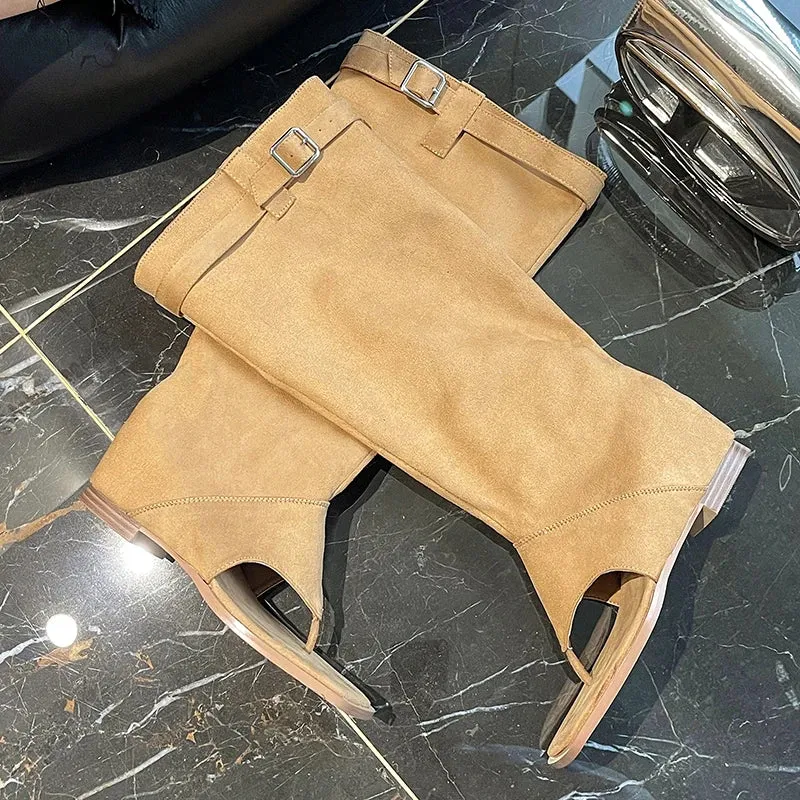 binfenxie luxury Designer Spring Summer Gladiator Woman Sandals Fashion Clip Toe Flats Spice Girls Outdoor Trouser Boots