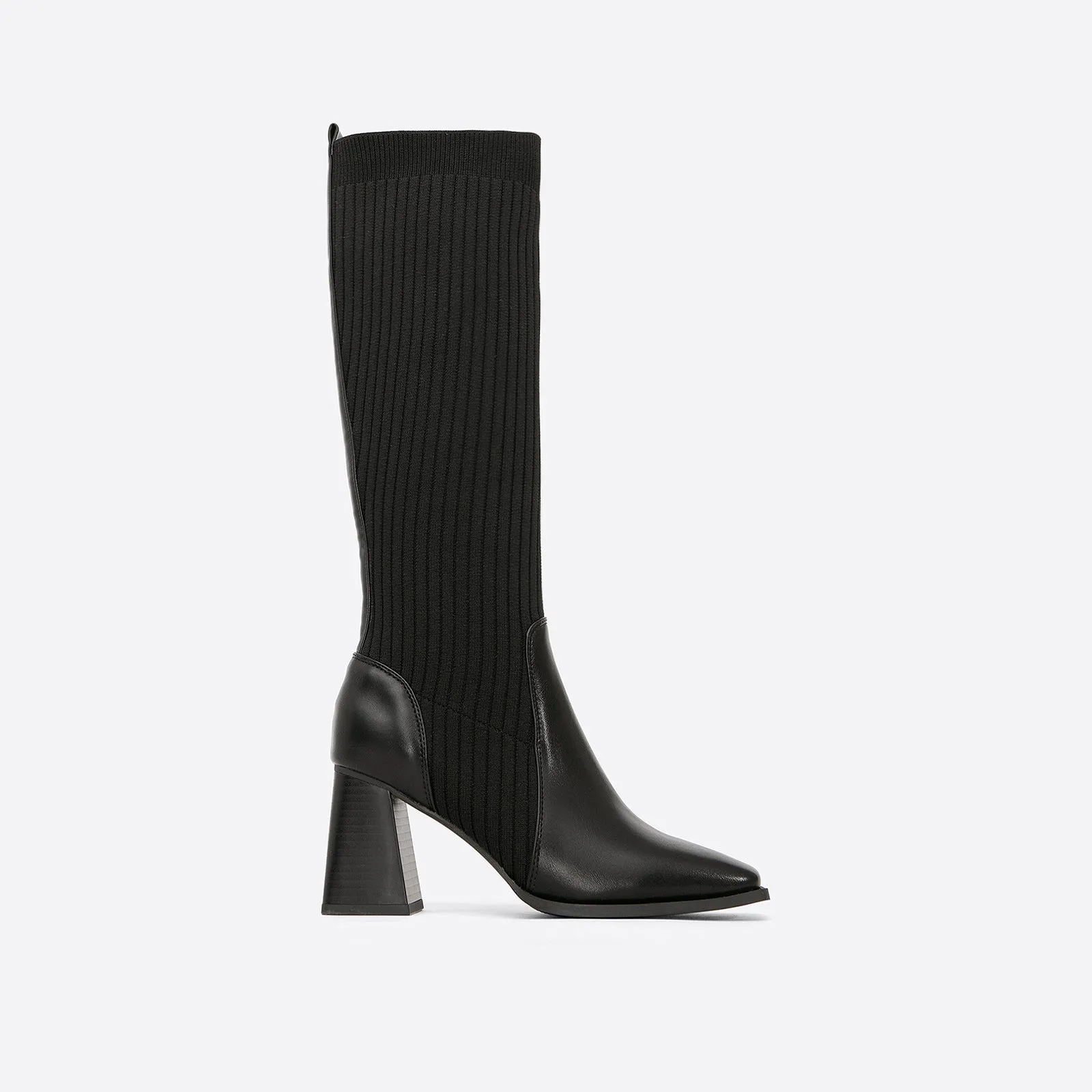 binfenxie- Women Classic Sock Slip-on Leather Ankle Boots