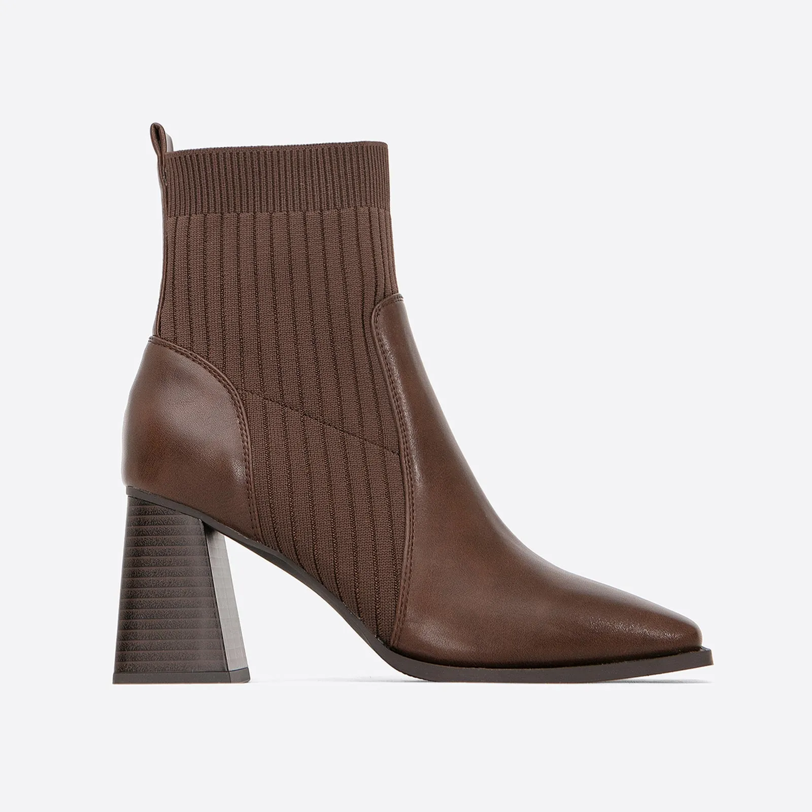 binfenxie- Women Classic Sock Slip-on Leather Ankle Boots