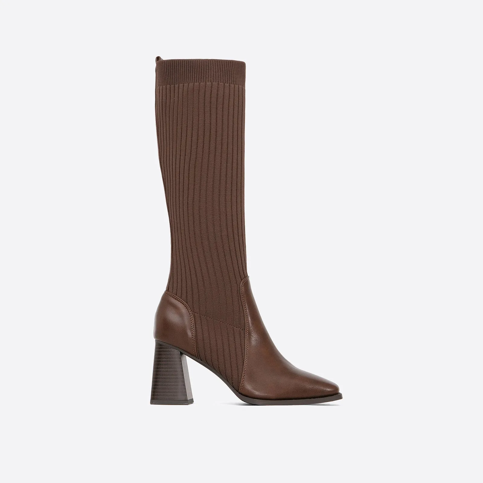 binfenxie- Women Classic Sock Slip-on Leather Ankle Boots