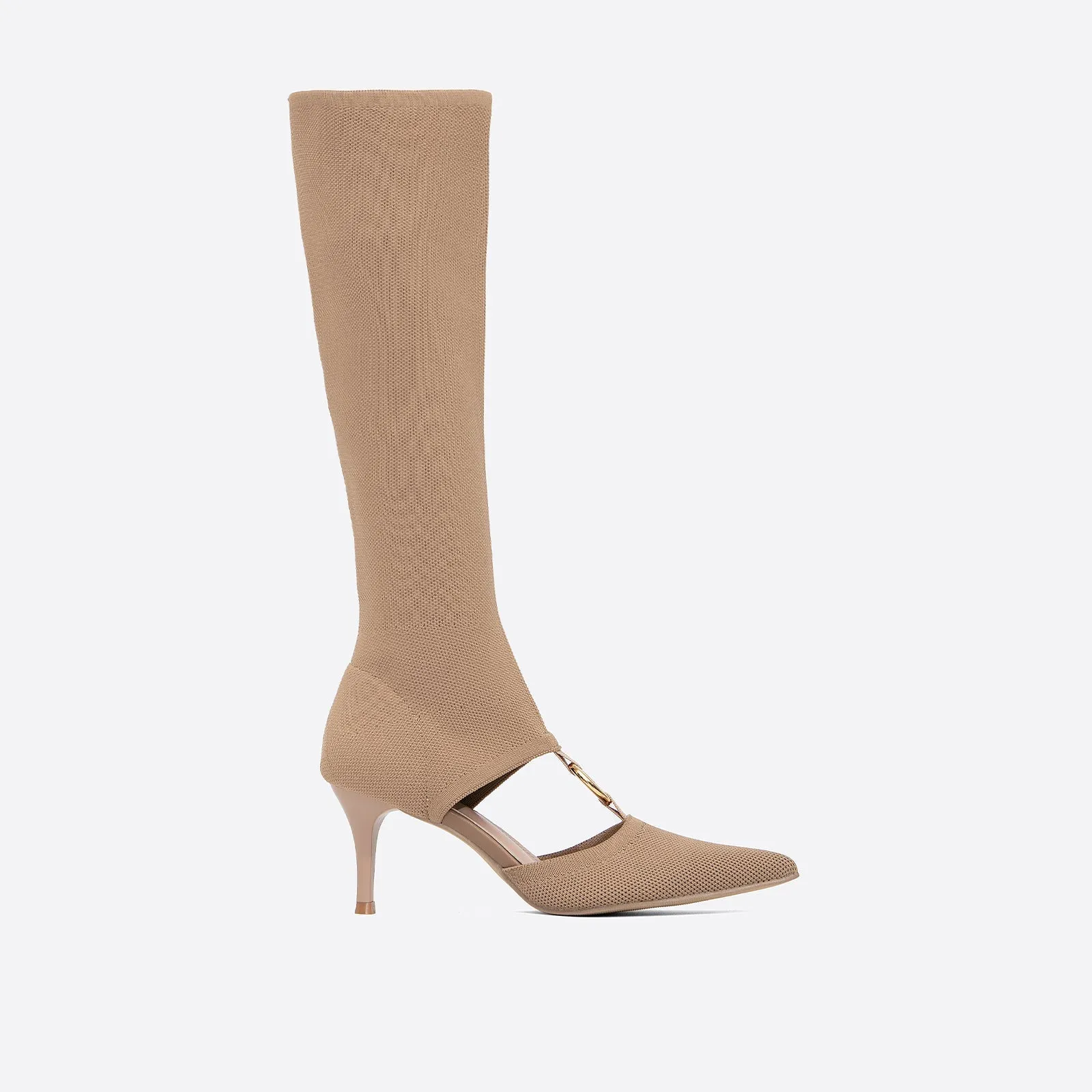 binfenxie- Women Mesh Kitten Heel Boots