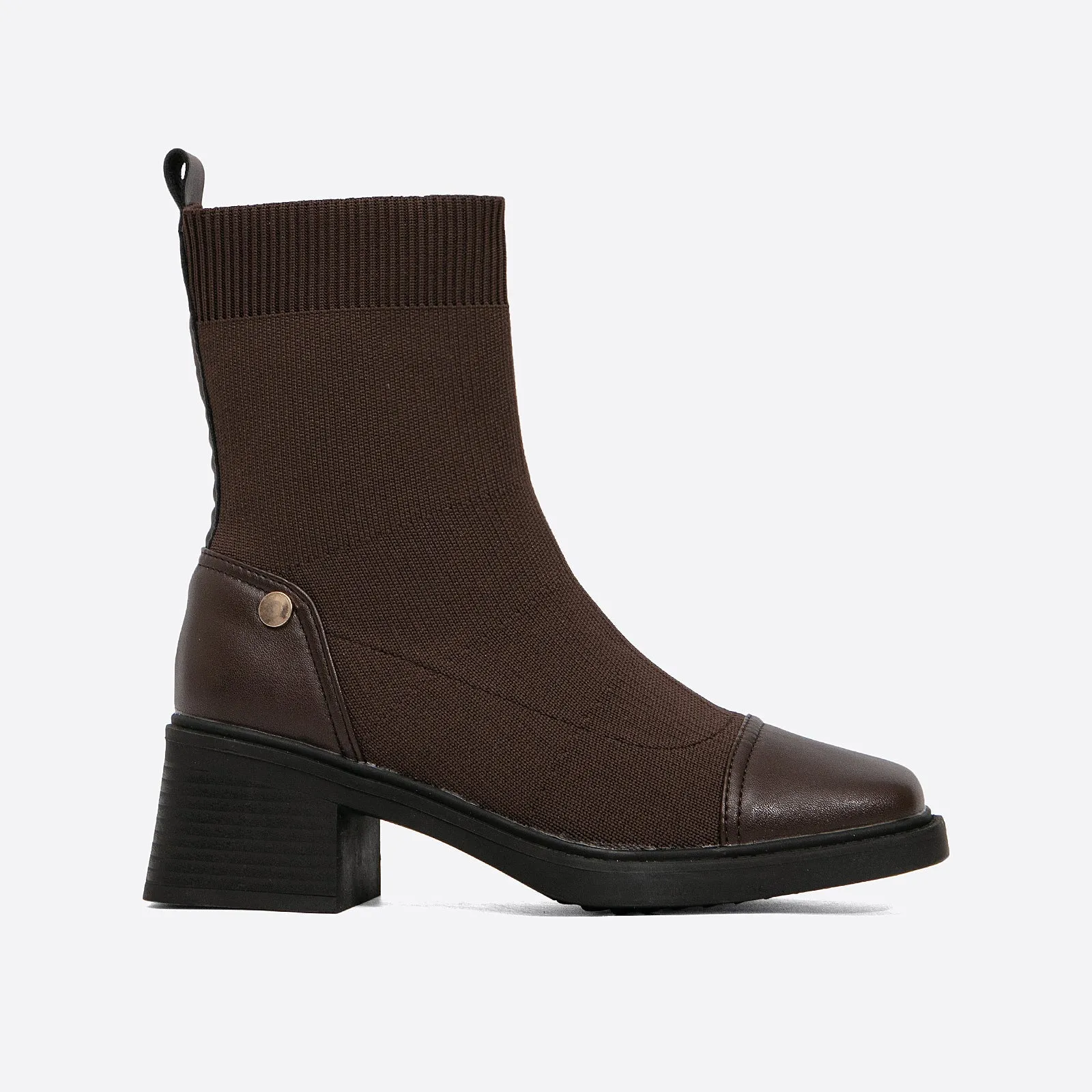 binfenxie- Women Square Toe Two Tone Ankel Boots