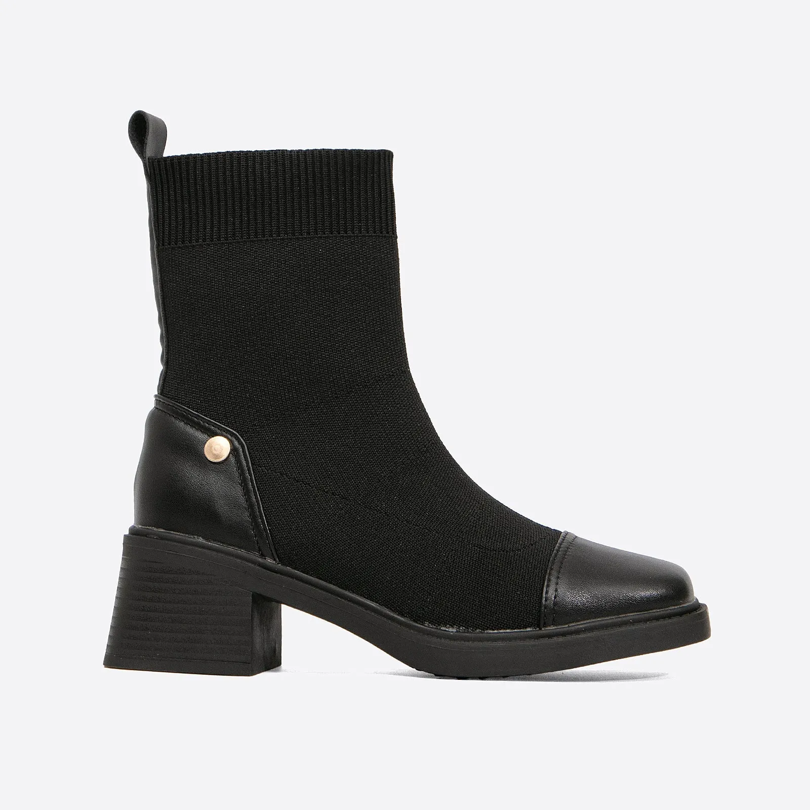 binfenxie- Women Square Toe Two Tone Ankel Boots