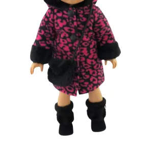 Black and Magenta Leopard Hooded for 18-inch dolls