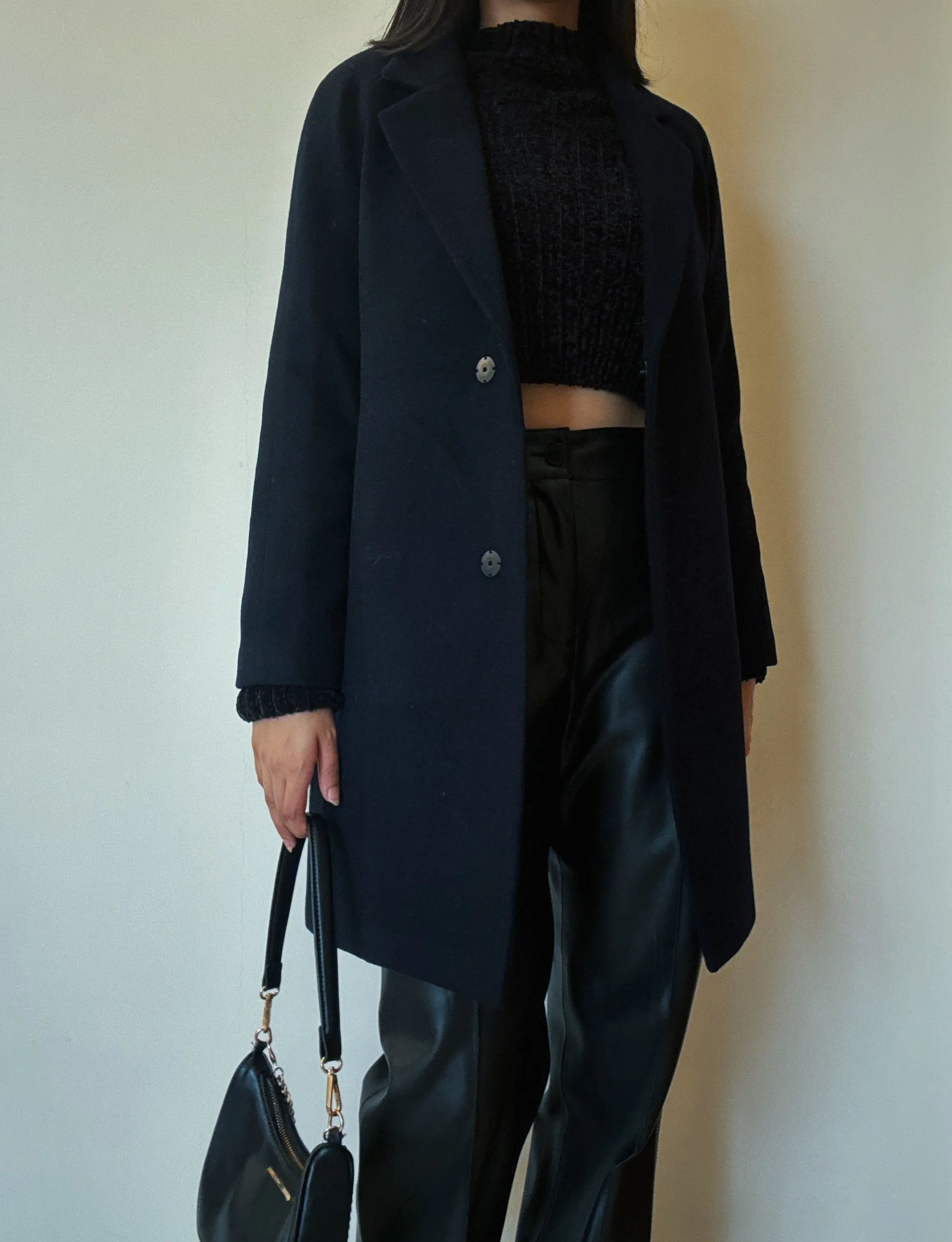 Black Midi Coat (Wool-Cashmere Blend)