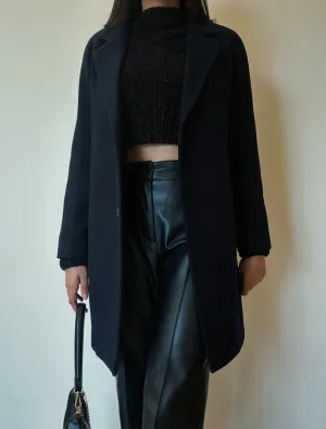 Black Midi Coat (Wool-Cashmere Blend)