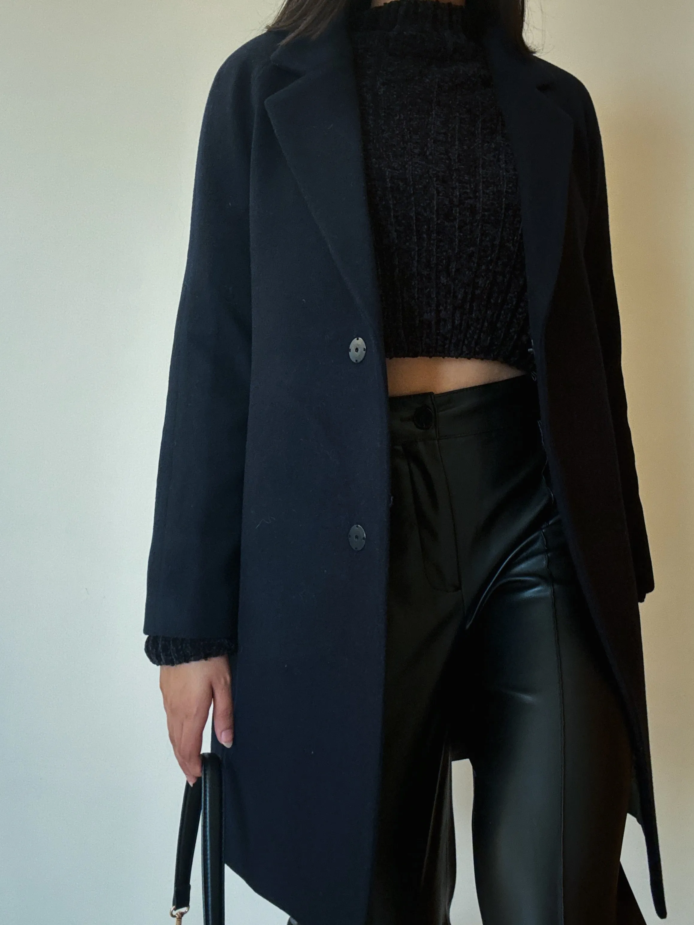Black Midi Coat (Wool-Cashmere Blend)