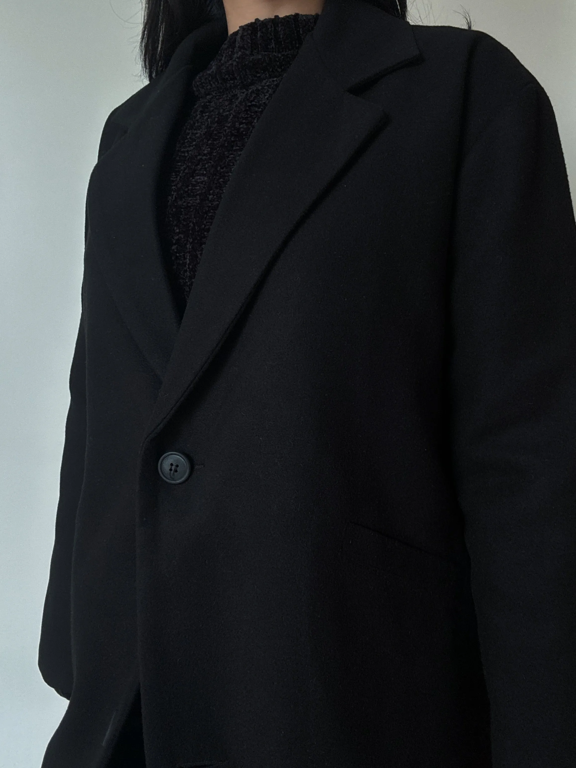 Black Single Breasted Long Coat