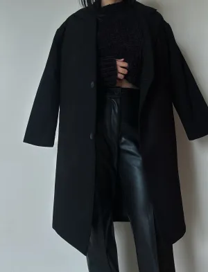 Black Single Breasted Long Coat