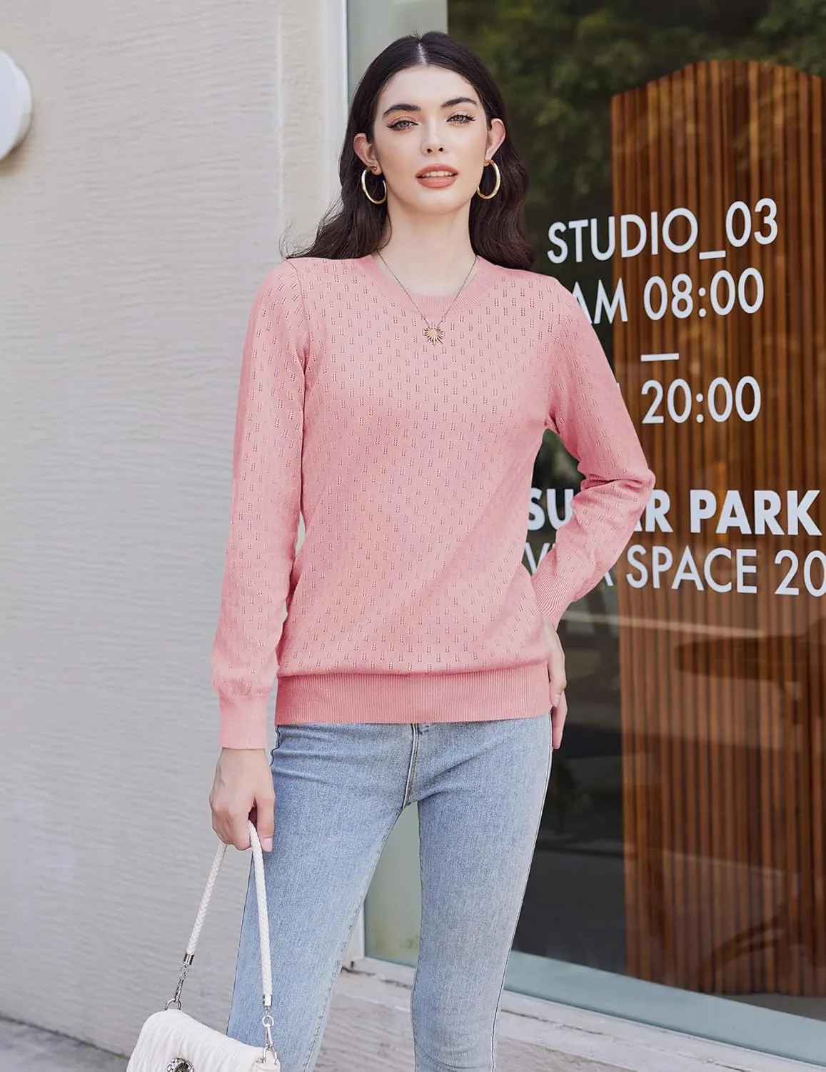(DE Only) Zeagoo Women's Knitted Jumper Elegant Crew Neck Pullover