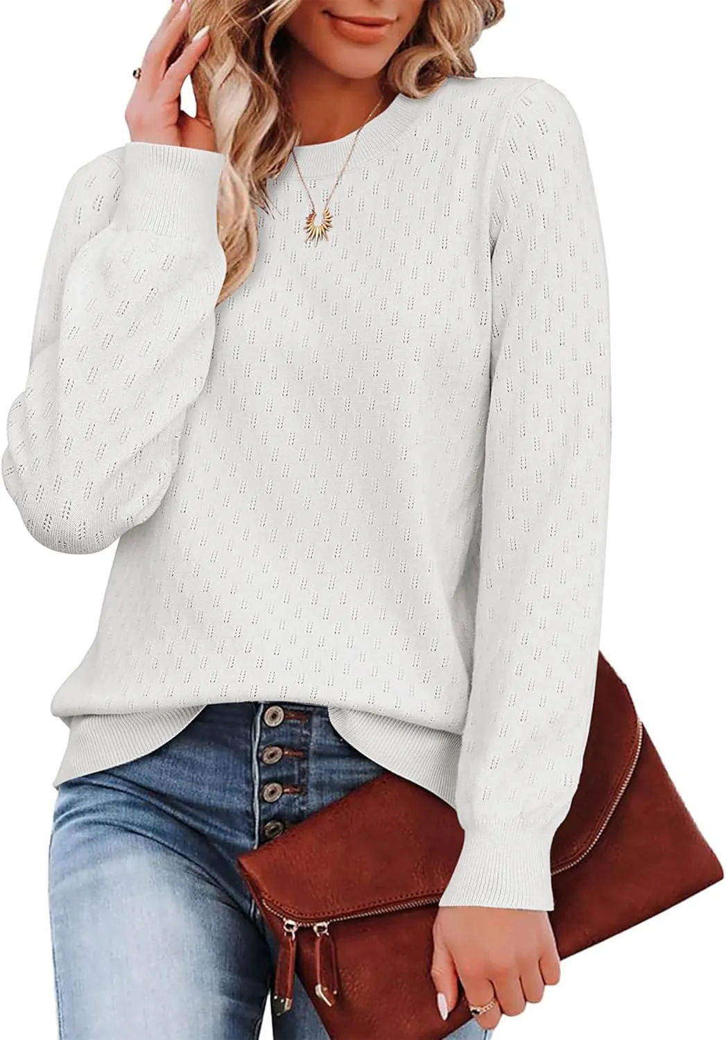 (DE Only) Zeagoo Women's Knitted Jumper Elegant Crew Neck Pullover