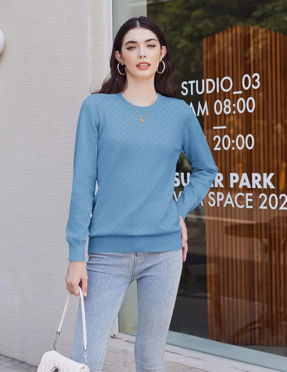(DE Only) Zeagoo Women's Knitted Jumper Elegant Crew Neck Pullover