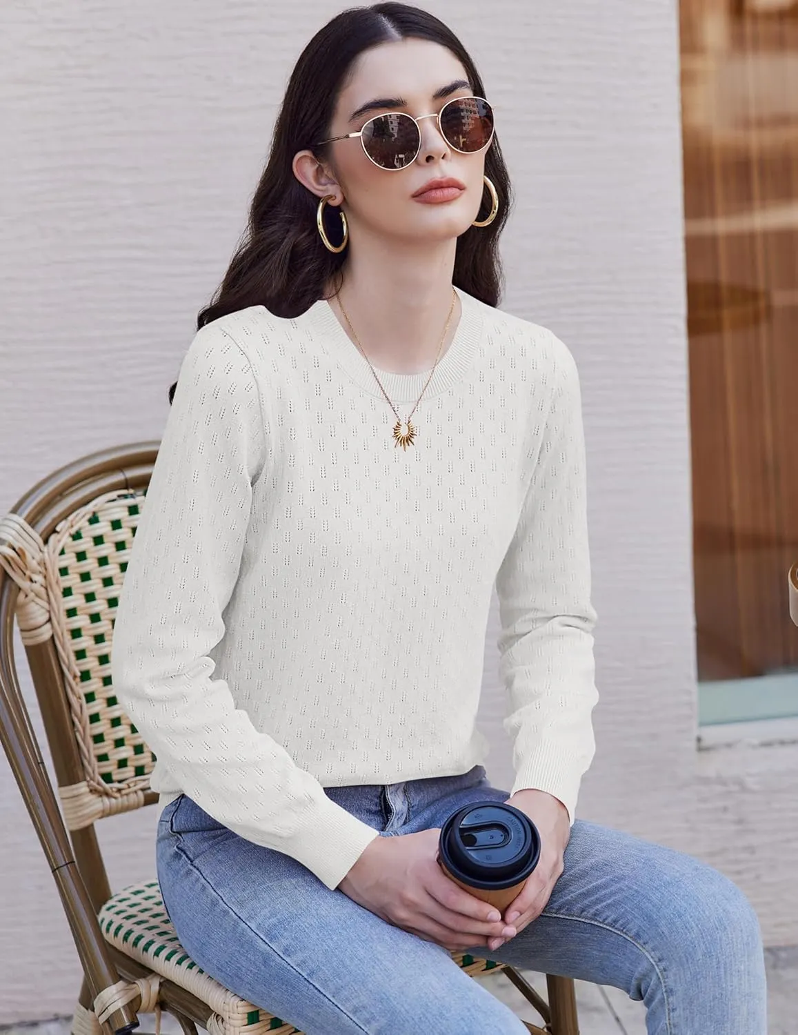 (DE Only) Zeagoo Women's Knitted Jumper Elegant Crew Neck Pullover