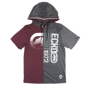 ECKO UNLTD S/S HOODIE SHIRT BURGUNDY/CHARCOAL HTR - EO12K810