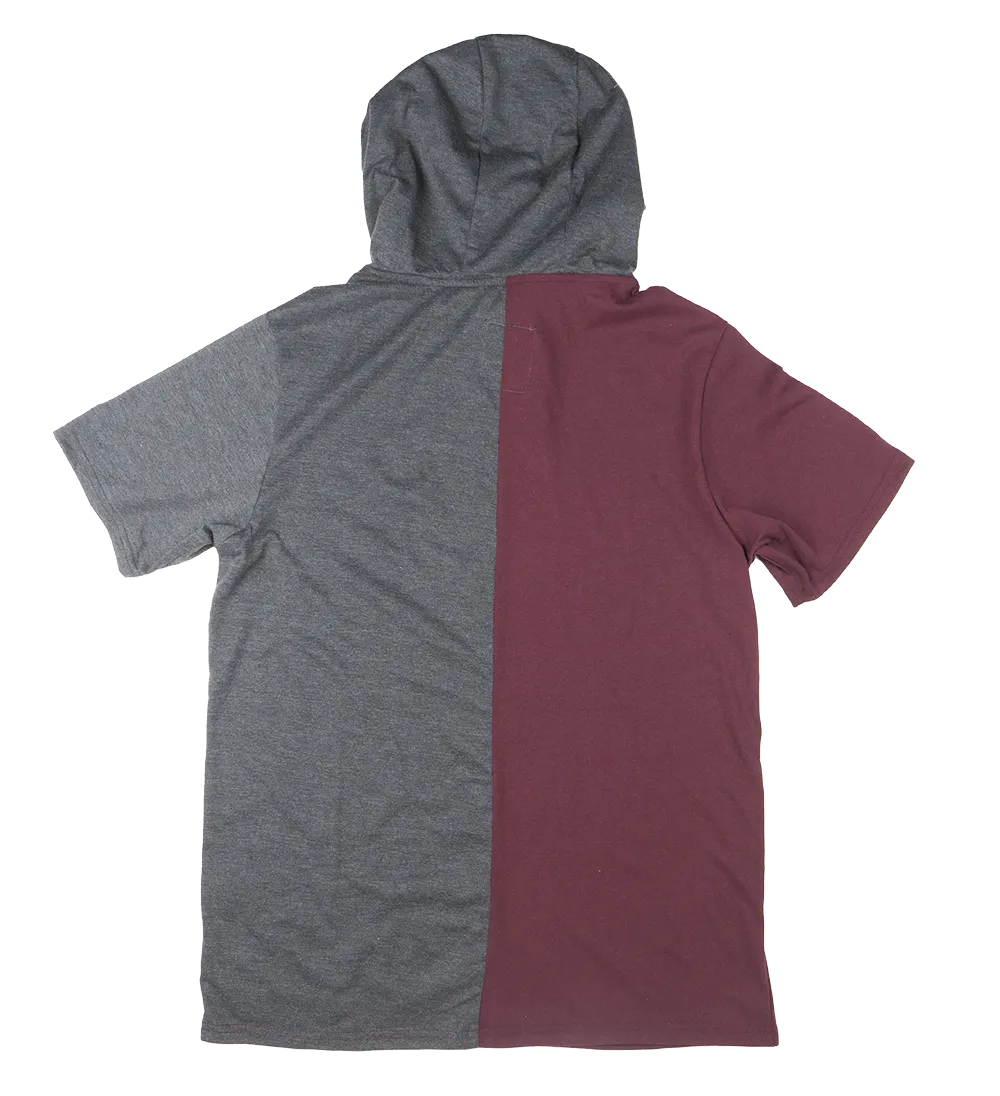 ECKO UNLTD S/S HOODIE SHIRT BURGUNDY/CHARCOAL HTR - EO12K810
