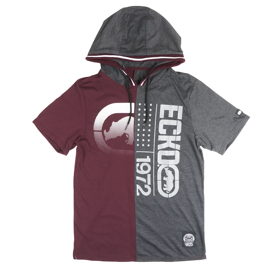 ECKO UNLTD S/S HOODIE SHIRT BURGUNDY/CHARCOAL HTR - EO12K810