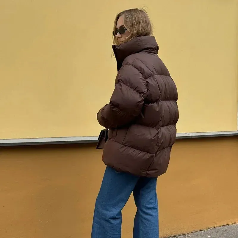 Fashion Burgundy Hooded Cotton Coats Vintage Lady Lapel Long Sleeve Zipper Quilted Jacket 2024 Winter Lady Warm Street Outerwear