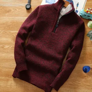 Half-Zipper Men's Fleece Sweater Turtleneck Warm Pullover