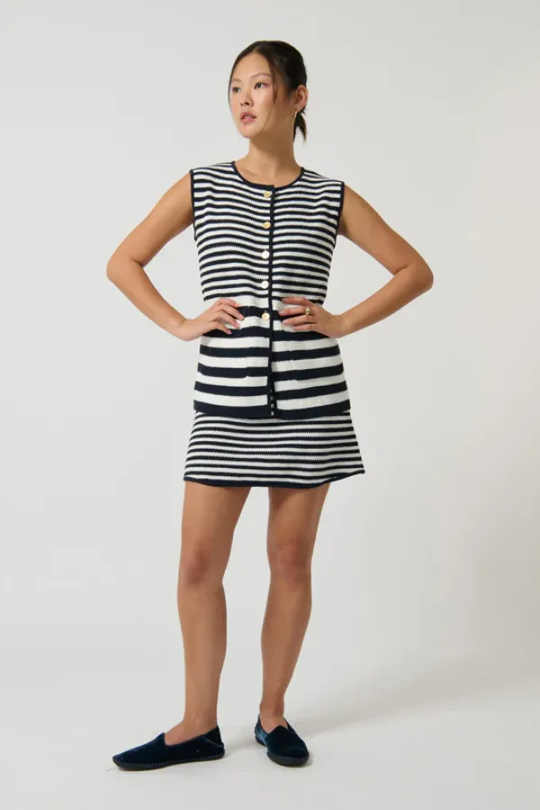 Helena Mini Skirt Stripe 2 Navy/White