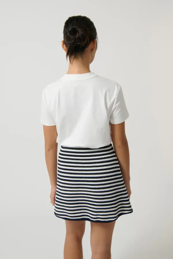 Helena Mini Skirt Stripe 2 Navy/White