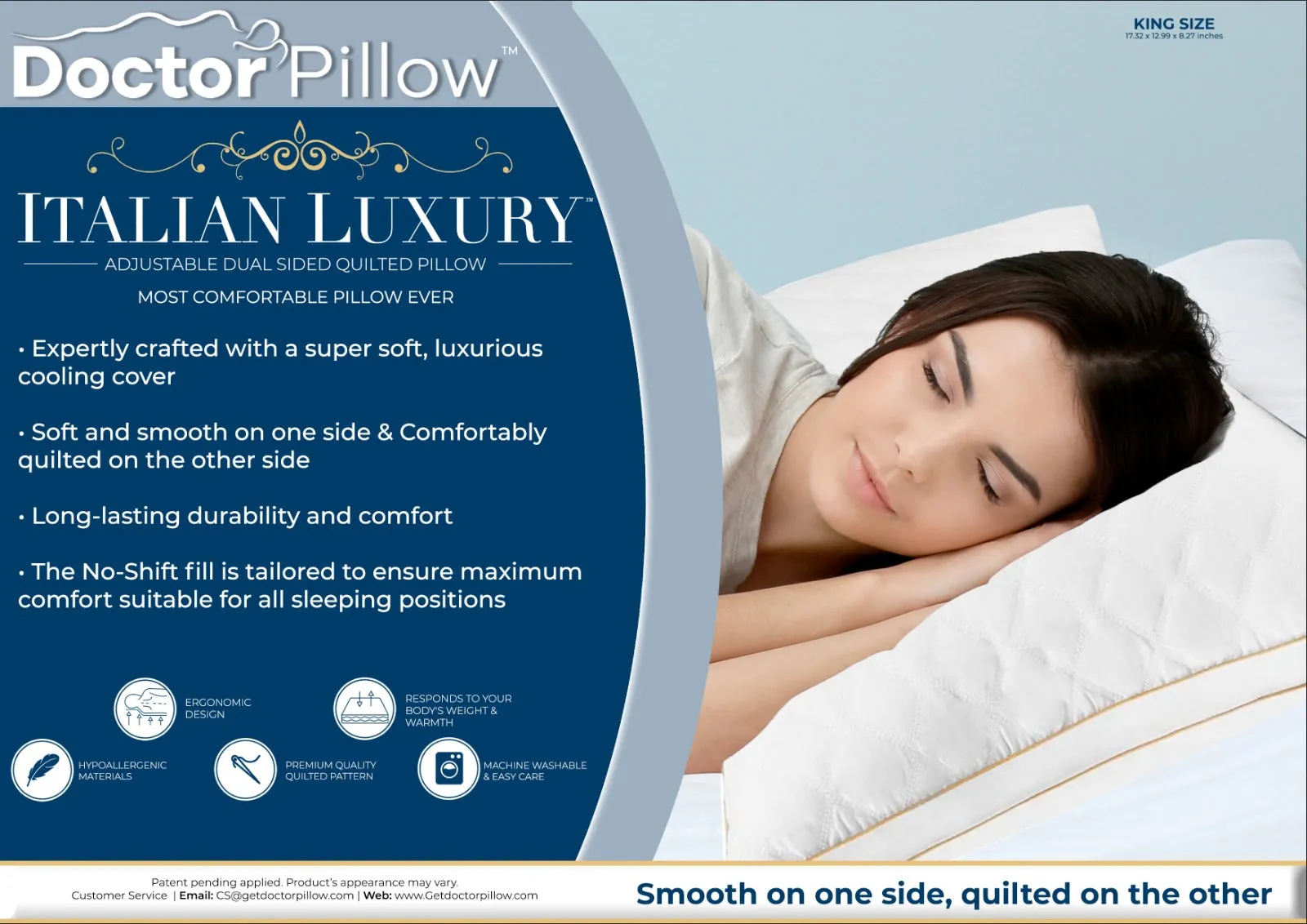 Italian Luxury Adjustable Quilted Pillow - 2 pack