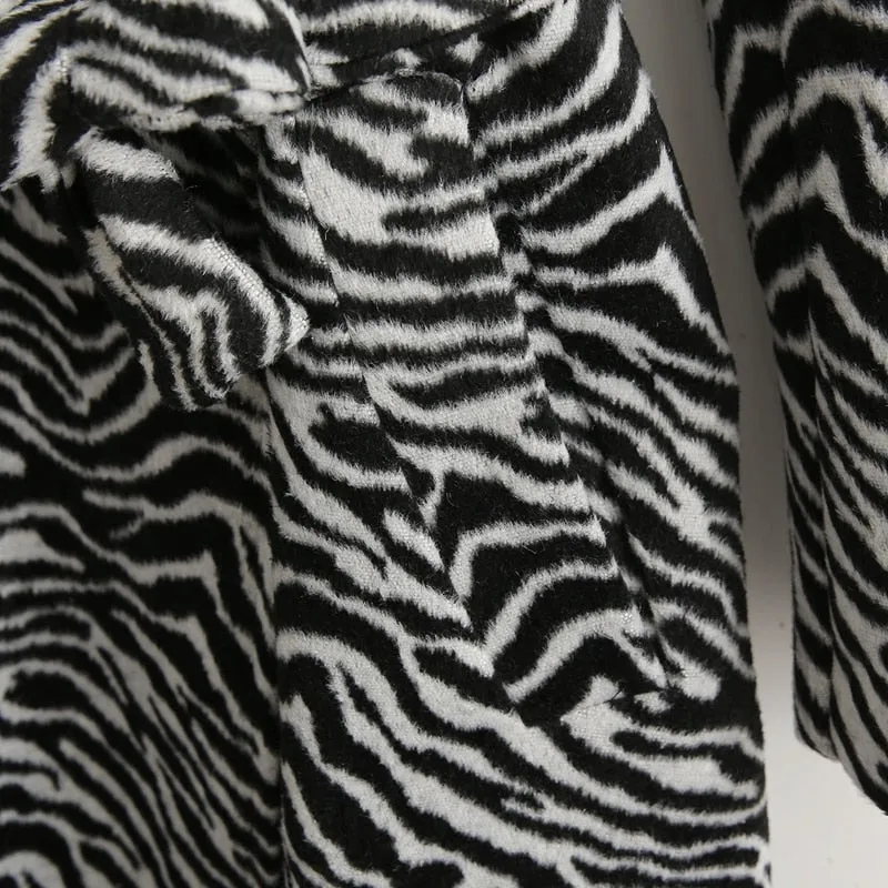 Lorna Zebra Print Maxi Wool Coat