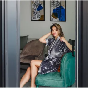 Lunar Ladies Velvet Robe in Grey