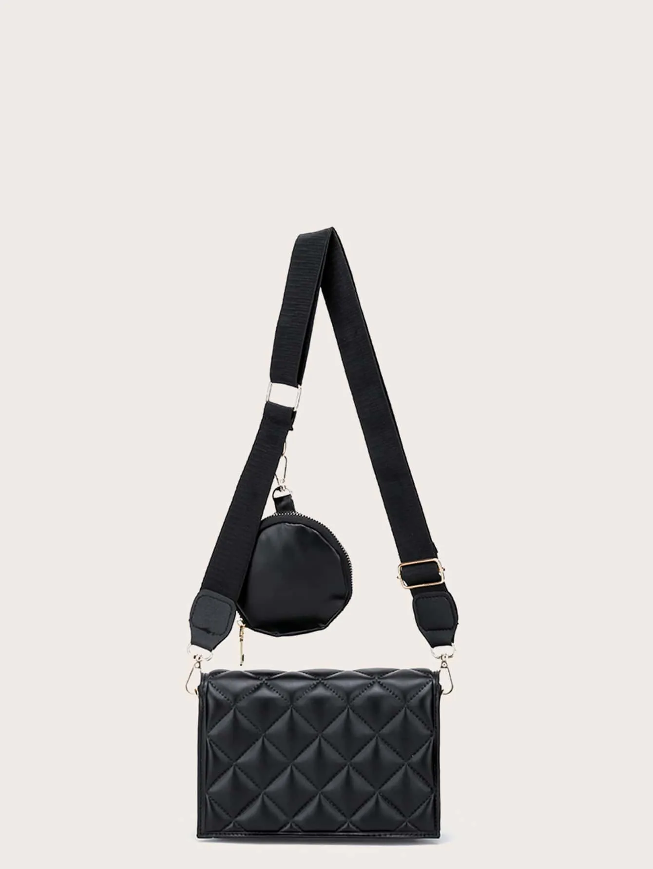 Minimalist Quilted Crossbody With Purse