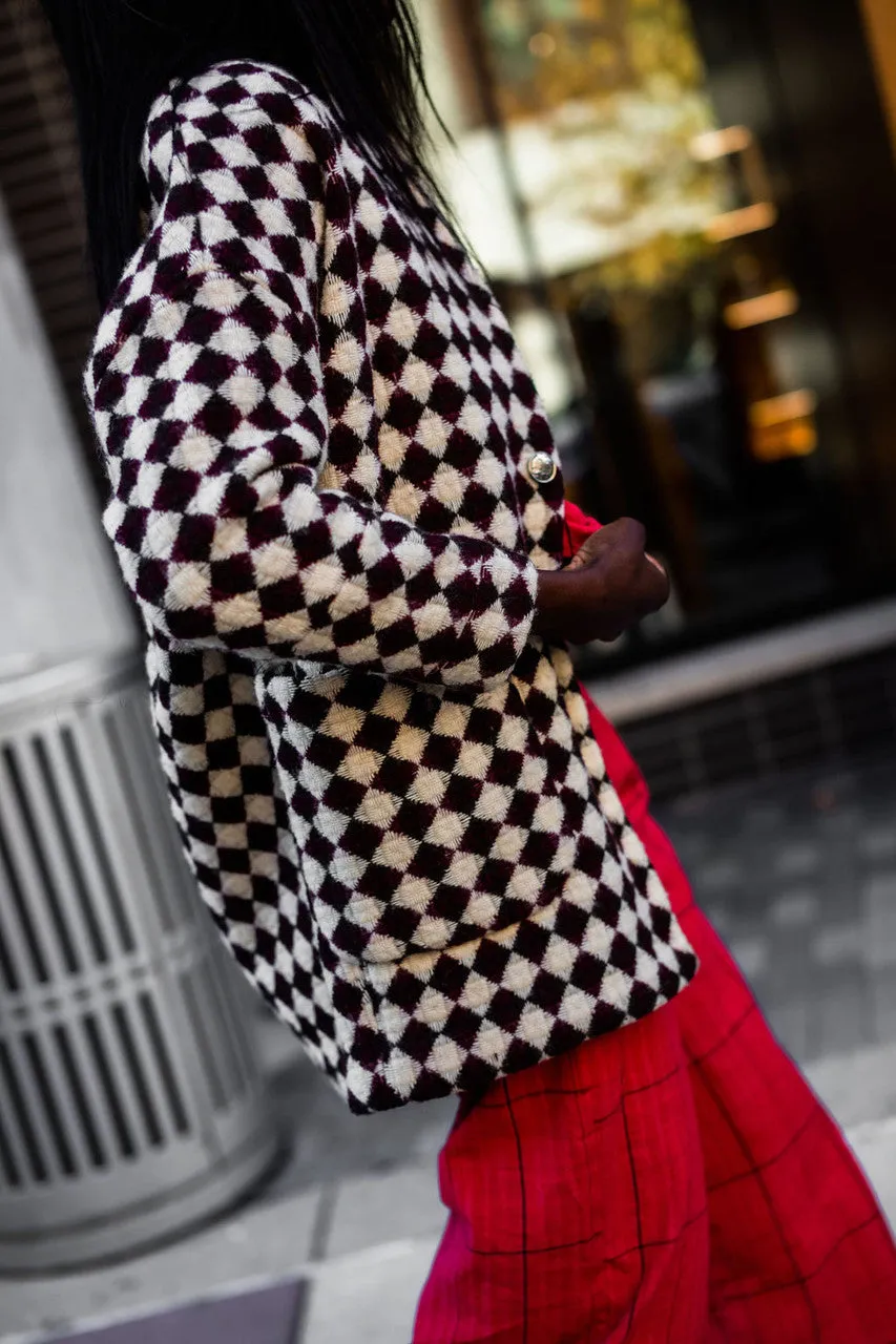 Portuguese Wool Pieper in Red and Black Check - L Left