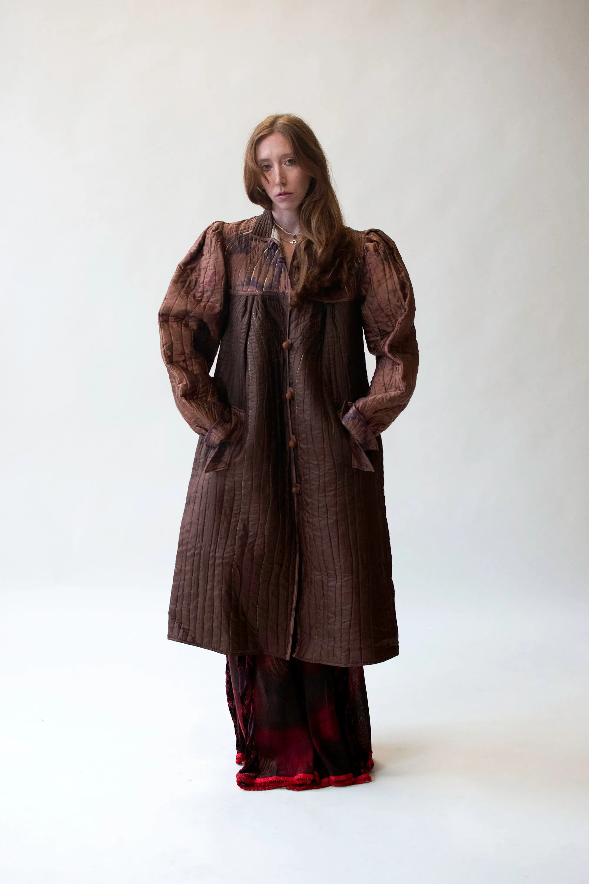 Quilted Coat w/ Gold Lurex Accents