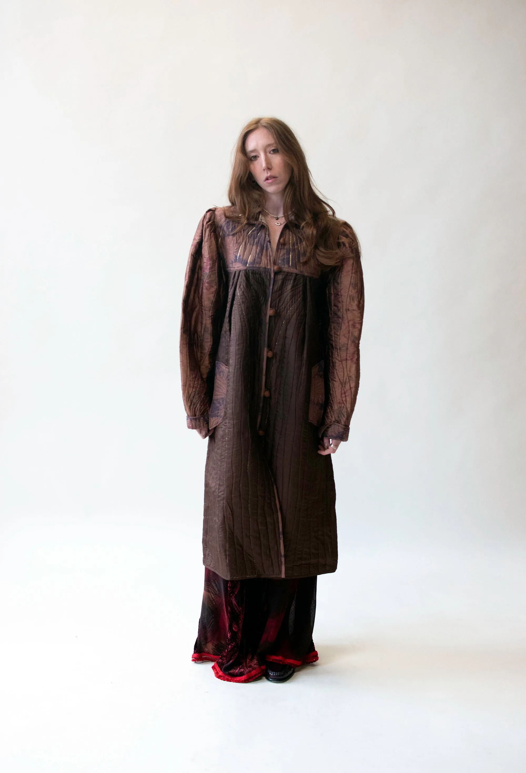 Quilted Coat w/ Gold Lurex Accents