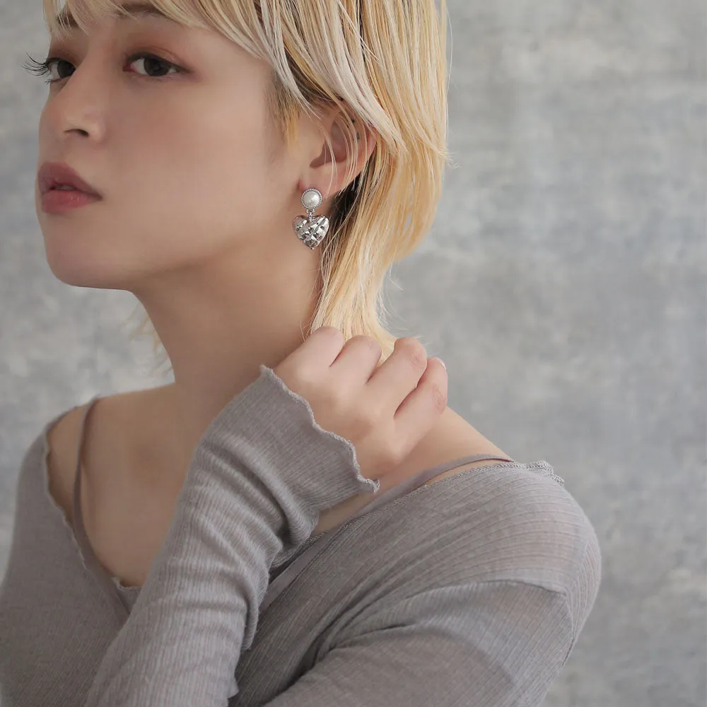 Quilted Heart Titanium Earrings