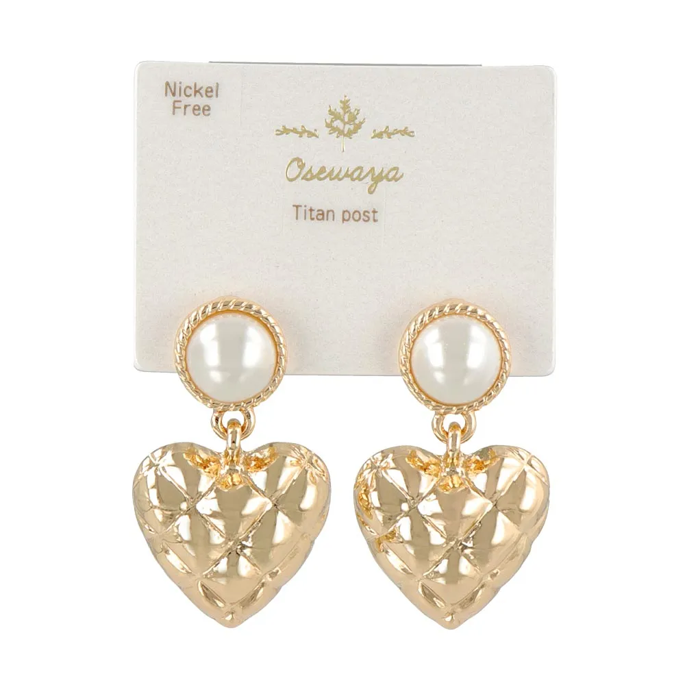 Quilted Heart Titanium Earrings