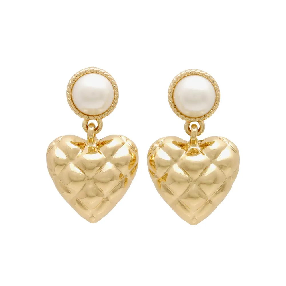 Quilted Heart Titanium Earrings