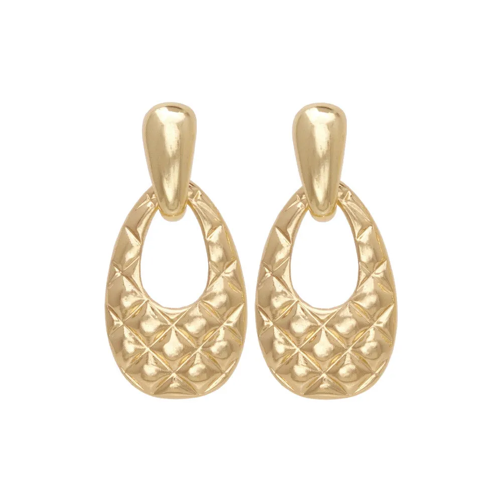 Quilted Oval Drop Earrings