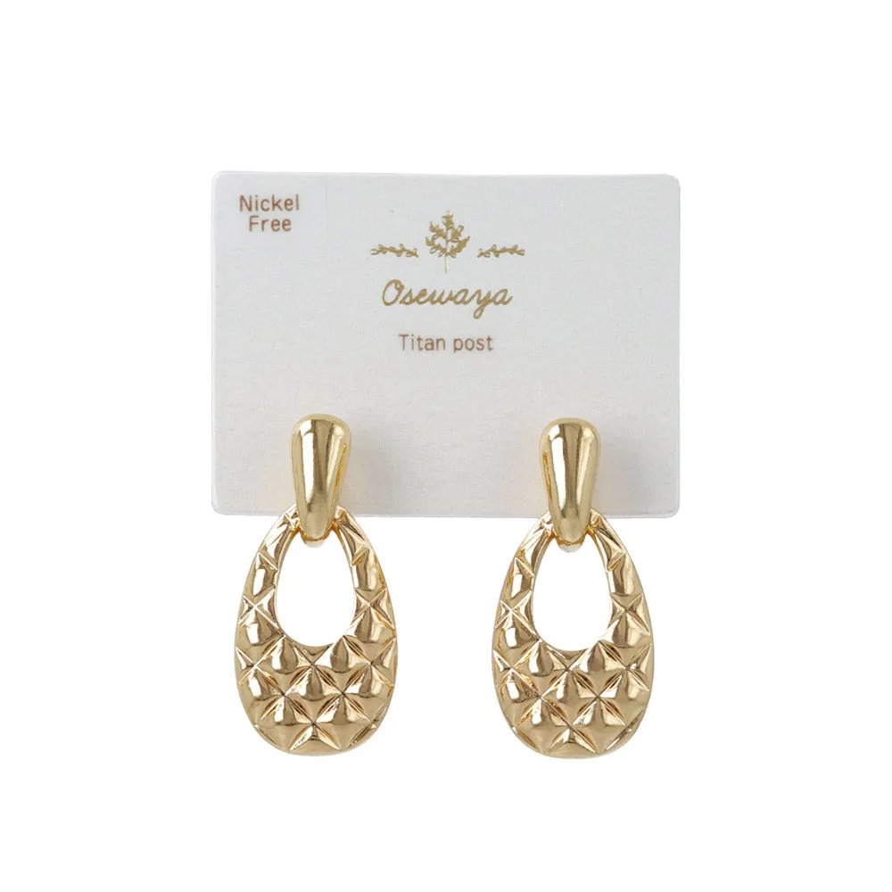 Quilted Oval Drop Earrings