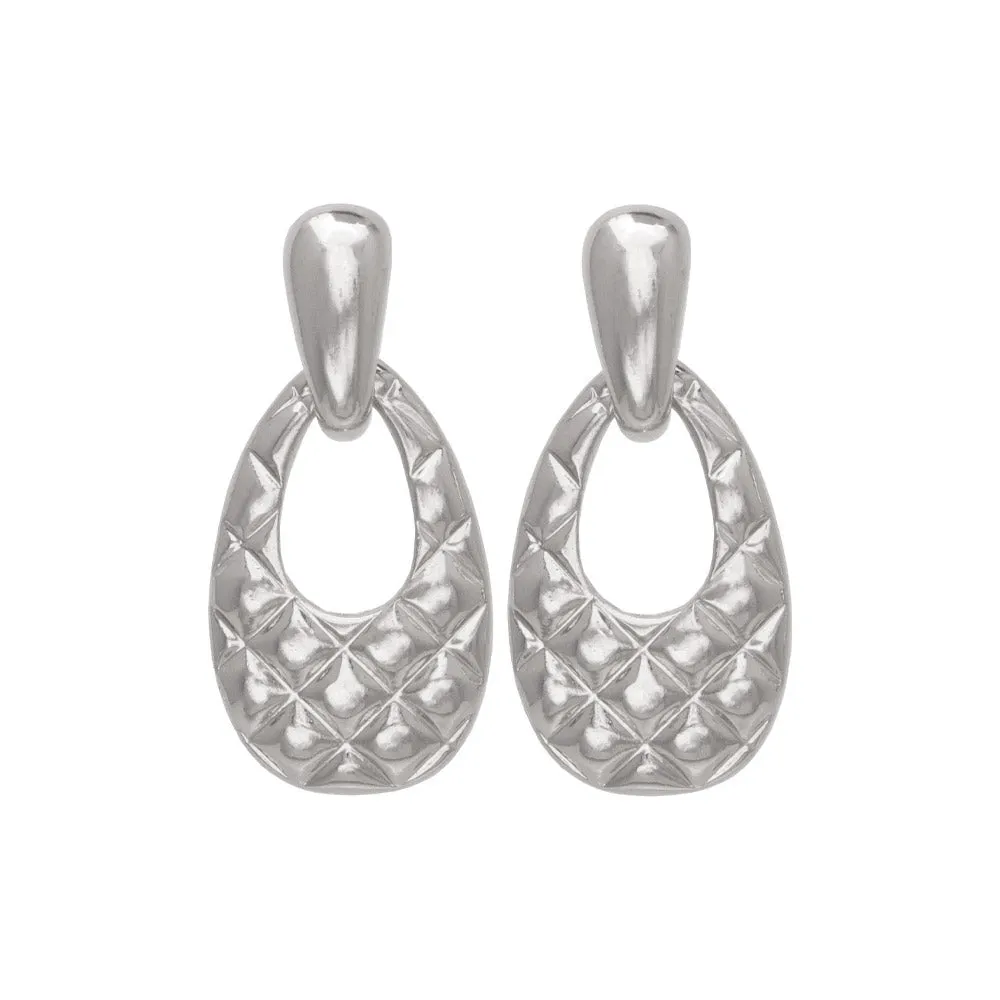 Quilted Oval Drop Earrings