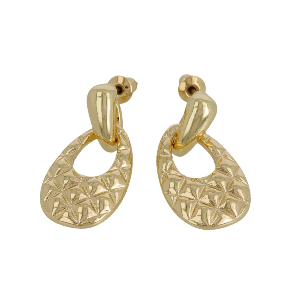 Quilted Oval Drop Earrings
