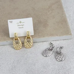 Quilted Oval Drop Earrings